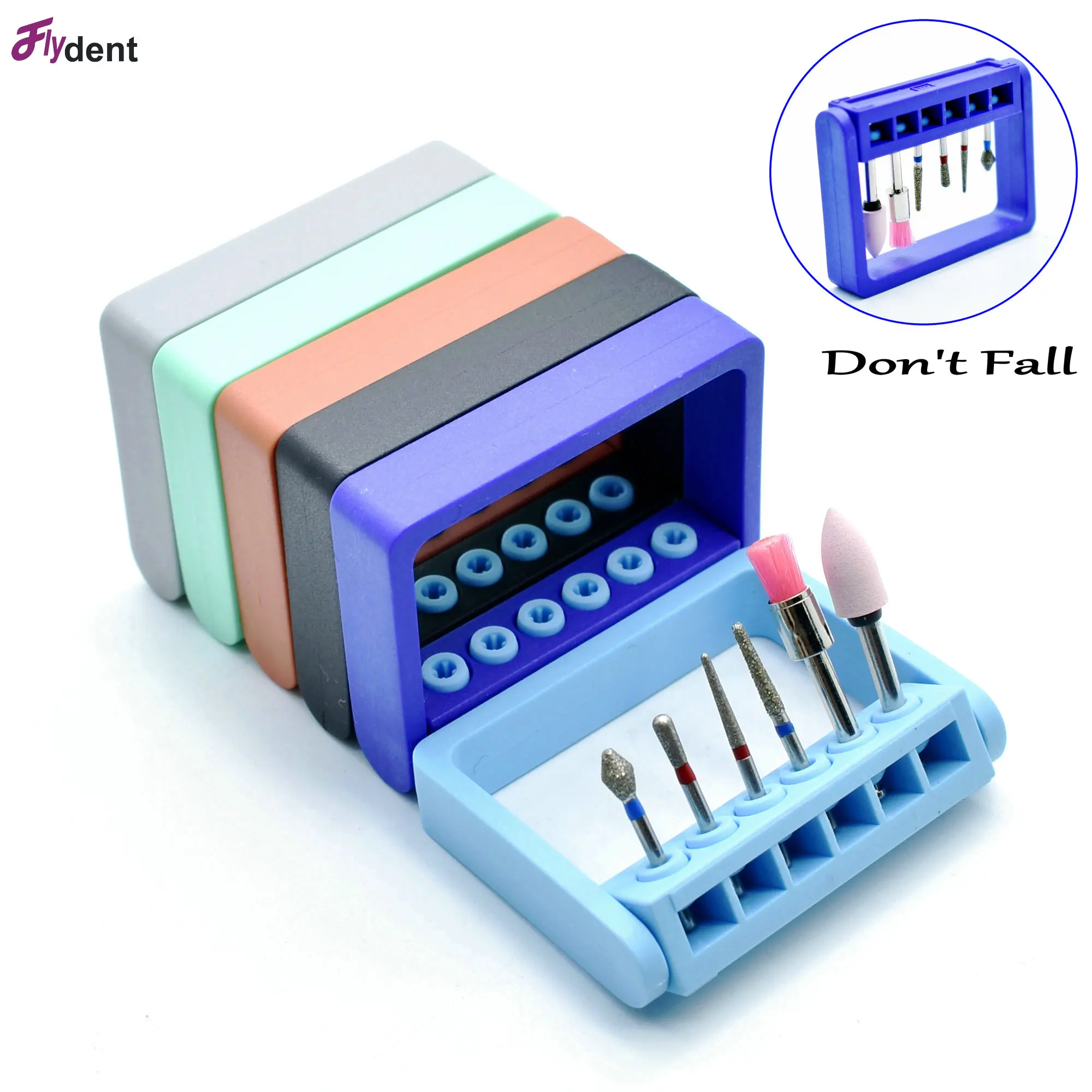 Dental Burs Holder 6holes Sterilizer for High&Low Speed Burs Disinfection Box 135℃ Autoclavable Sterilizable Lab Tools