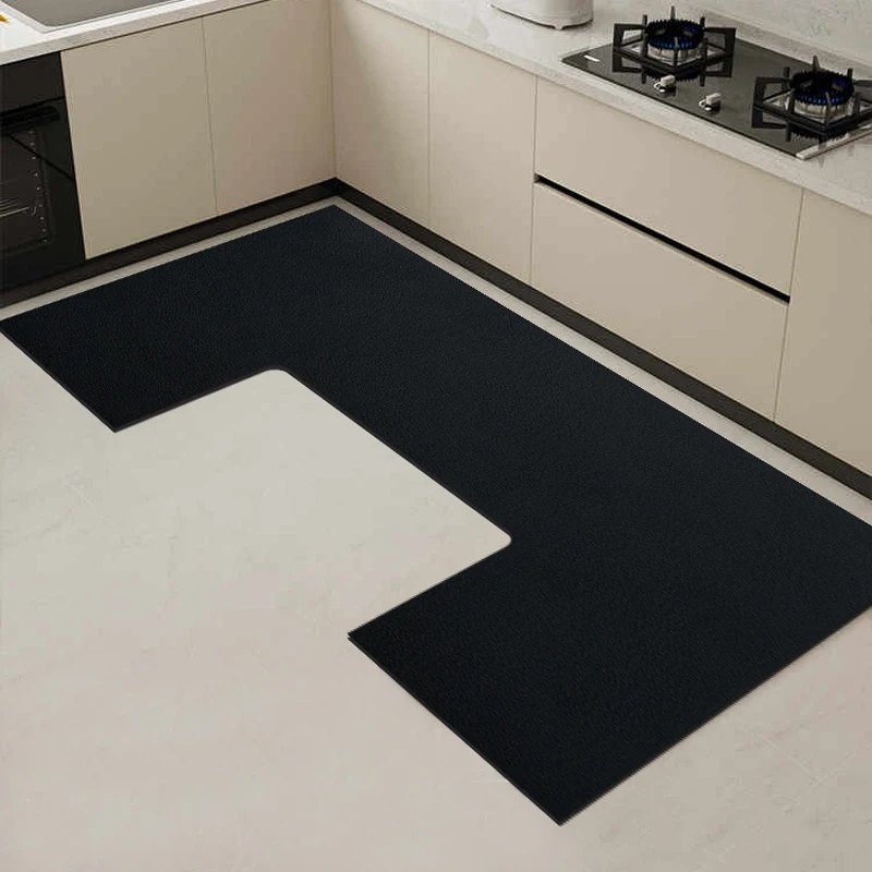 

U-shaped kitchen carpet water-absorbent oil-absorbent diatom mud rug minimalist solid color pvc quick-drying non-slip foot mats