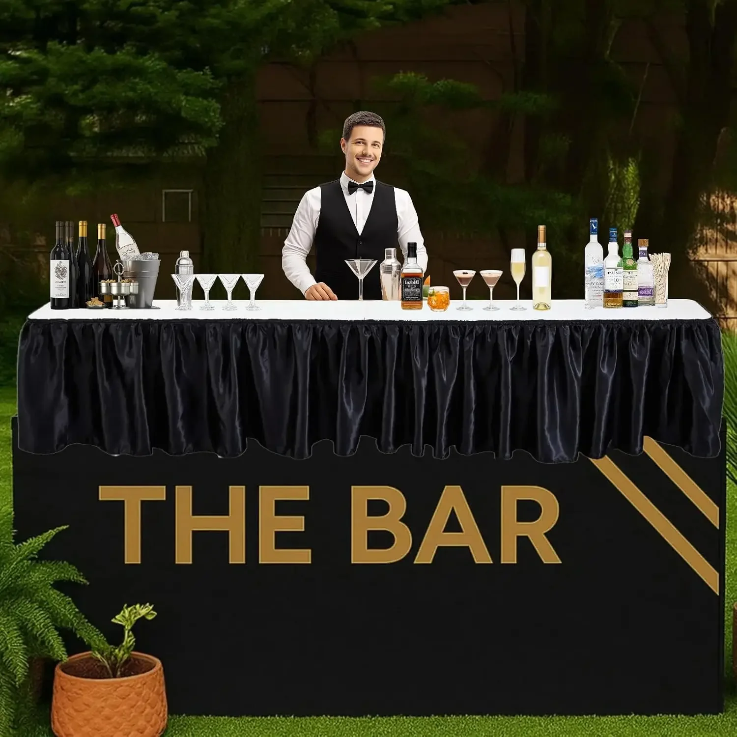 Portable Bar Top Riser Tables Folding Bar Riser Mobile Table Foldable Portable Risers with Skirt for Events Wedding Banquet Home