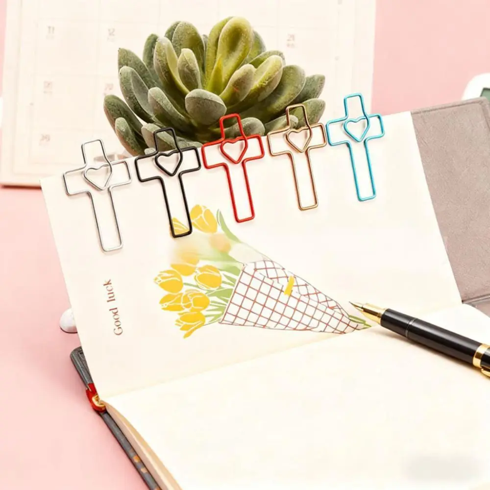 50pcs High Quality Metal Paper Clip Cross Shape Paper Storage File Classification Clip Bookmarks Students