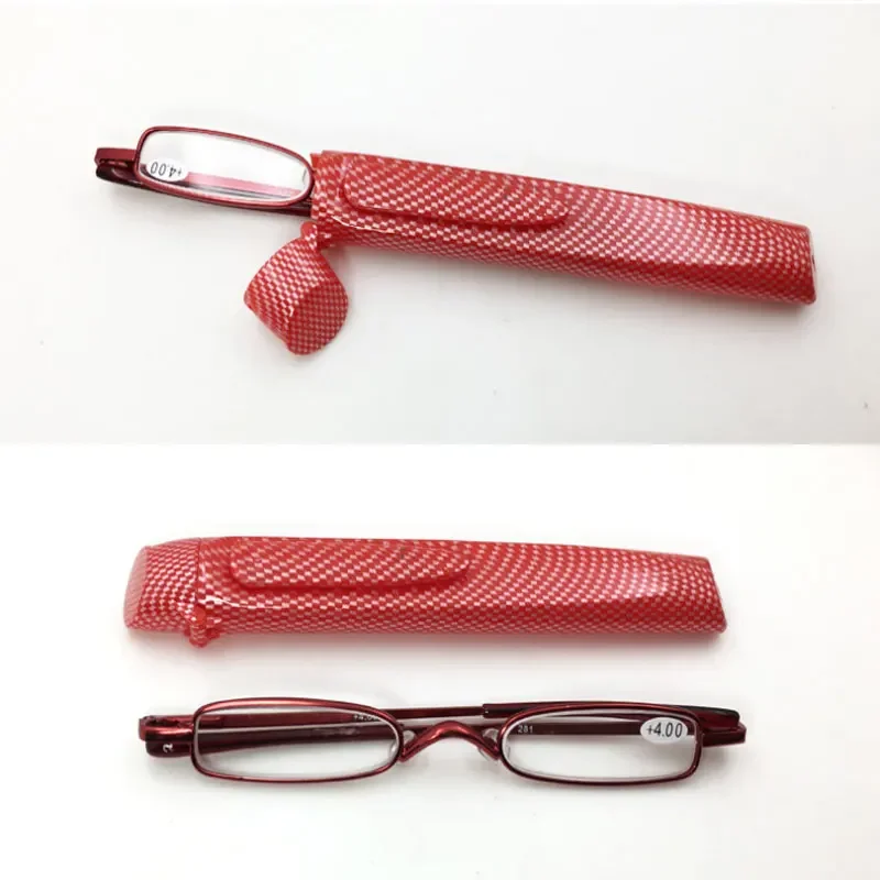 Flip Top Cover Fashion Mini Spring Frame Reading Glasses Resin Lens Portable Pen Reading Glasses for Men and Women