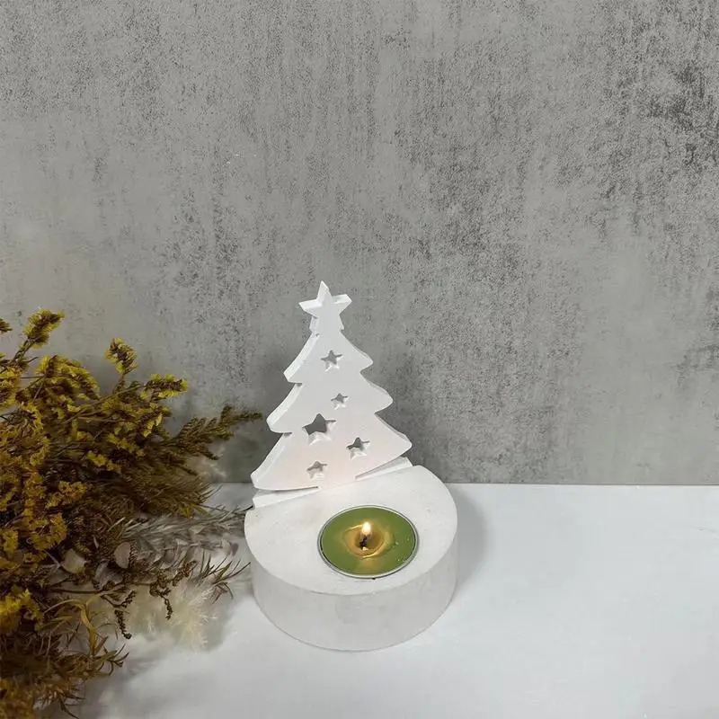 Molde de resina para árbol de Navidad, candelabro de Navidad, molde de fundición epoxi, moldes de yeso de silicona, portavelas de resina, molde de cemento