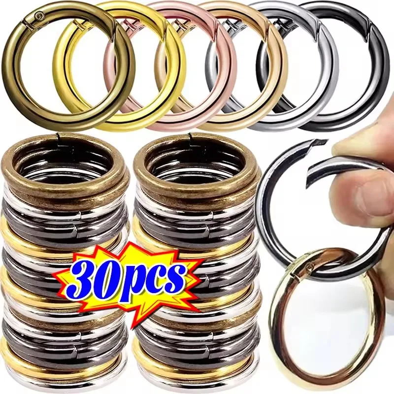 

30Pcs 7-50mm Metal Spring O Rings Carabiners Keychain Buckle Bag Hanger Trigger Snap Crochet Hook Carabiner Clips Accessories