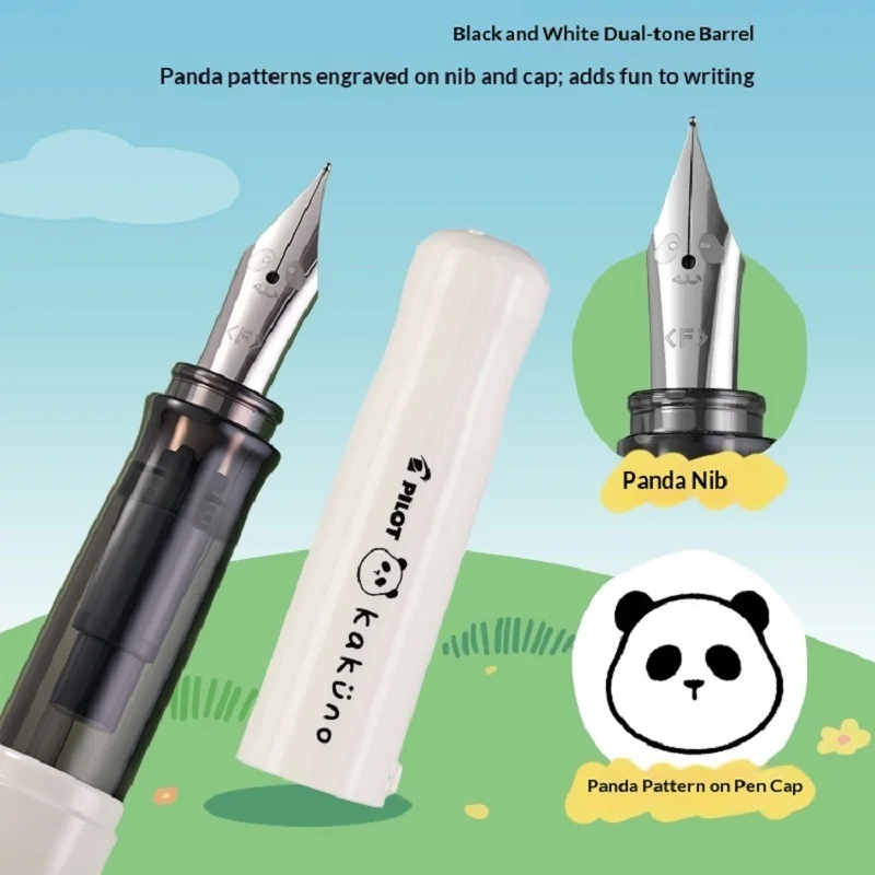 

Japanese Pilot Kawaii Kakuno Panda Fountain Pen Limited Stationery Smiley Face Iridium Nib M/F Smooth and Stable Writing Tool