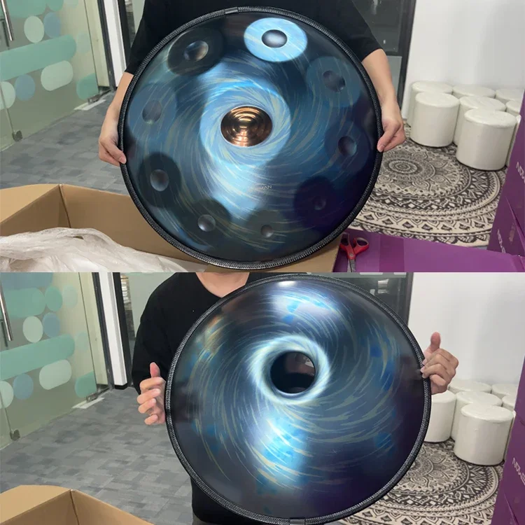 Dropship Handpan 10 note As tegan Handpan Black Hole Sound Healing Hand Pan Drum con mano libera Pan Bag e mazze