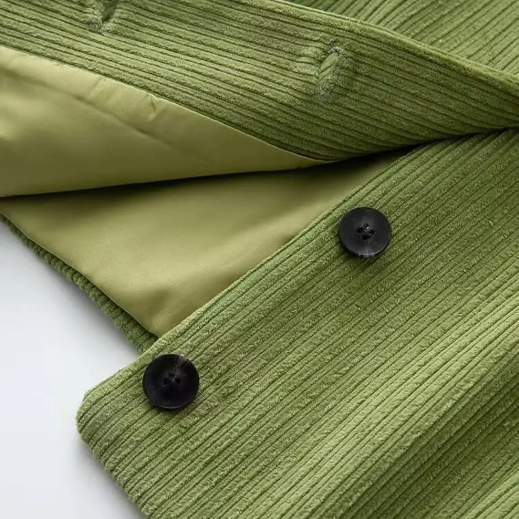 

Zr Wholesale Women's Corduroy Lapel Short Jacket European And American Style Casual Work Clothing Spring