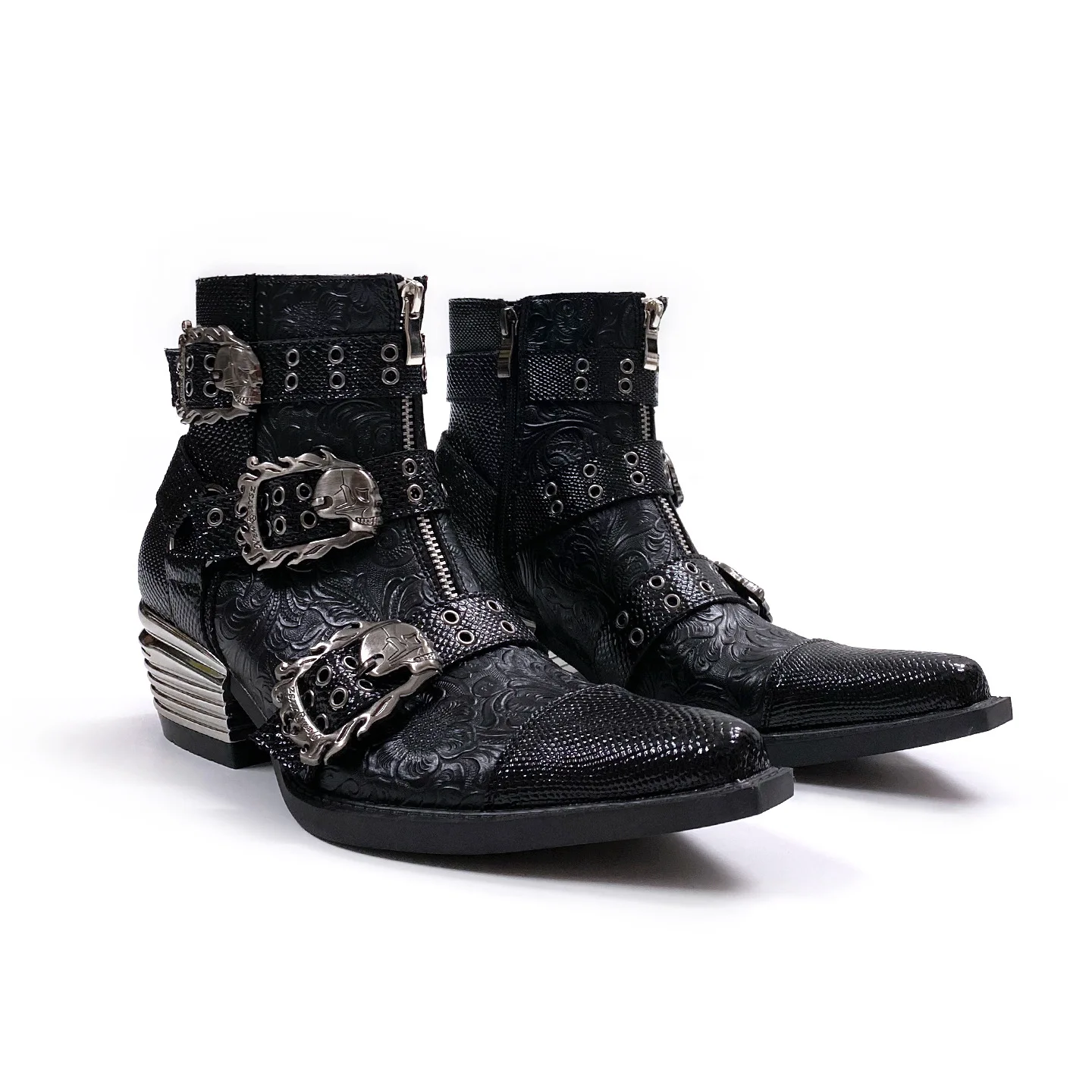 2026 Western Cowboy Women's Retro Metal Short Design Sense Men Trendy Heightening Chelsea Boots