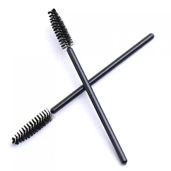 100 peças varinhas descartáveis para rímel de cílios cabeças de escova de plástico preto flexíveis para rímel de separação de cílios