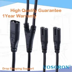 IEC320 C8 to 2X C7 Y Splitter AC Power Cord,IEC Figure 8 Male to 2 Female Power Splitter Cable,1 in 2 Out AC Power Cord﻿﻿﻿