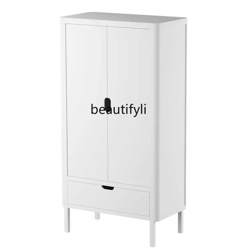 

Q181 Скандинавский шкаф-гардероб, простой современный белый шкаф для хранения, многофункциональный шкаф из массива дерева для небольшой квартиры