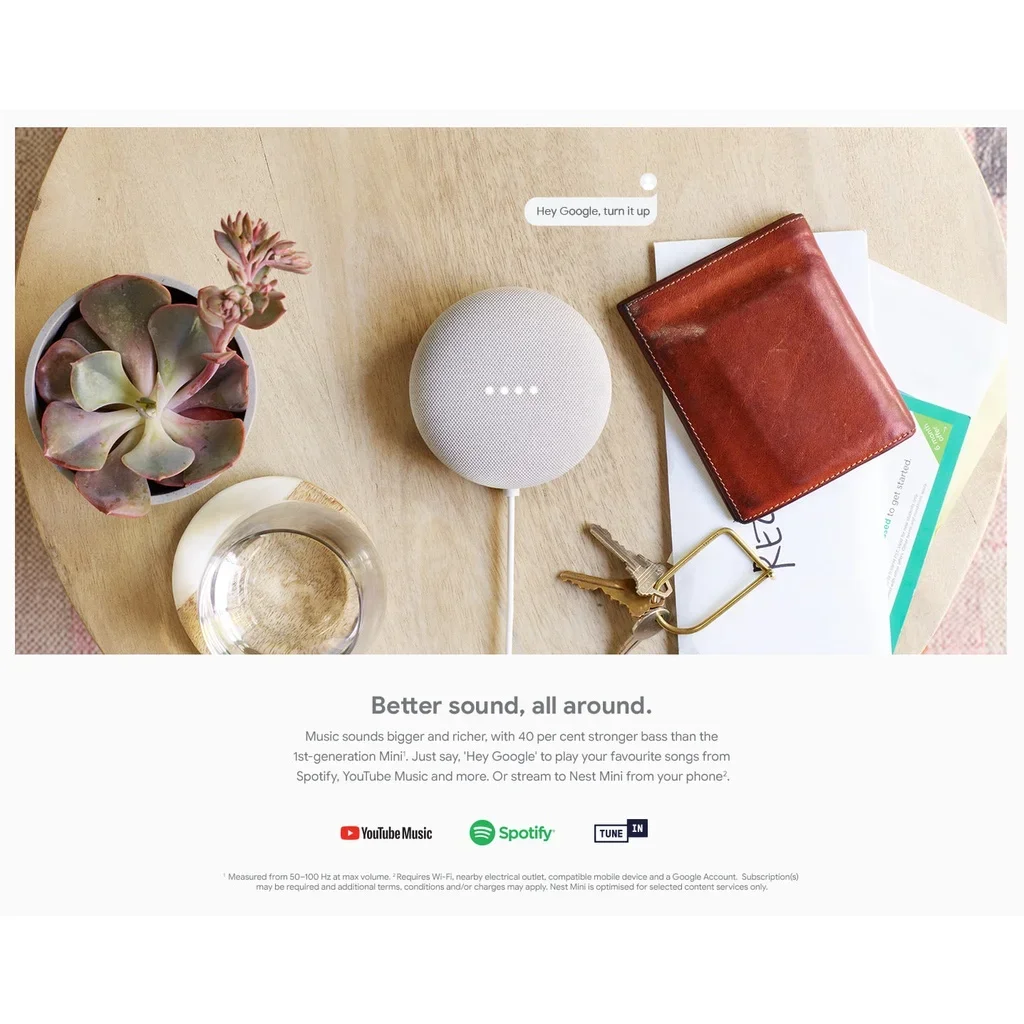 مكبر صوت بلوتوث Google Nest Mini 2nd مكبر صوت ذكي مع مكبرات صوت مدمجة يمكن التحكم فيها بالصوت من الجيل الثاني من Google Assistant