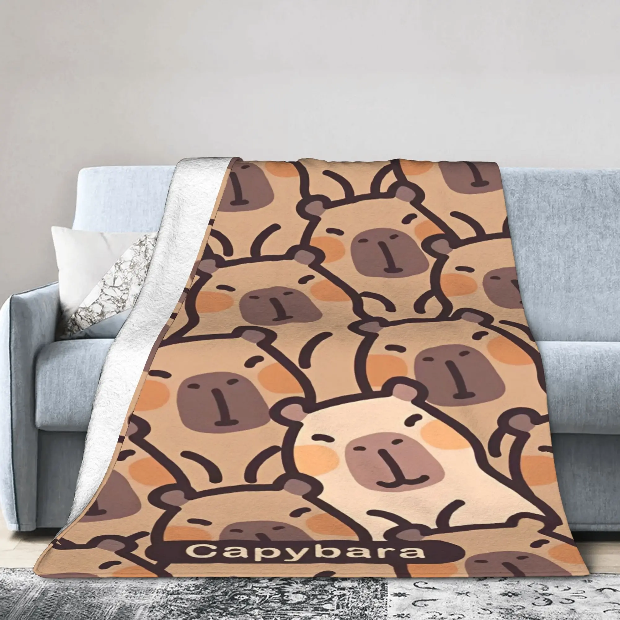 

Одеяло Kawaii Anime Capybara, фланелевое легкое тонкое одеяло с героями мультфильмов для путешествий на открытом воздухе, покрывало