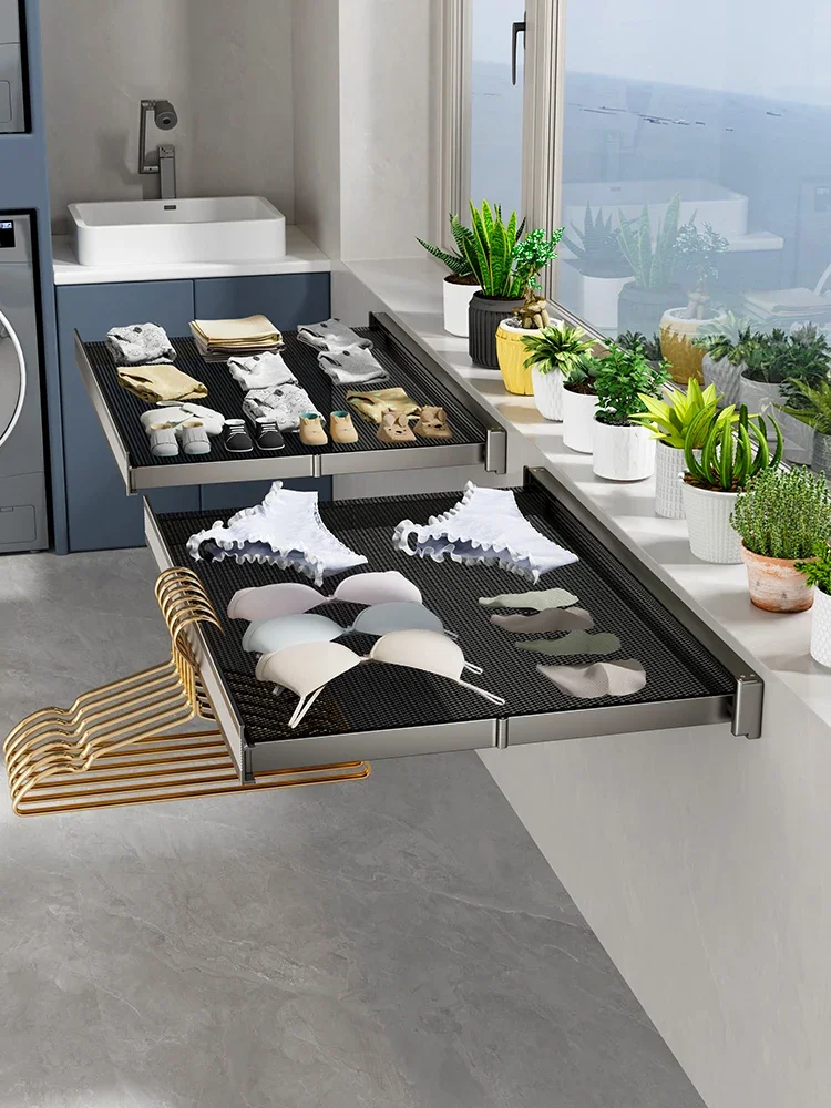 

Balcony folding mesh, window rack, window sill, drying shoes, invisible shrinkage artifact