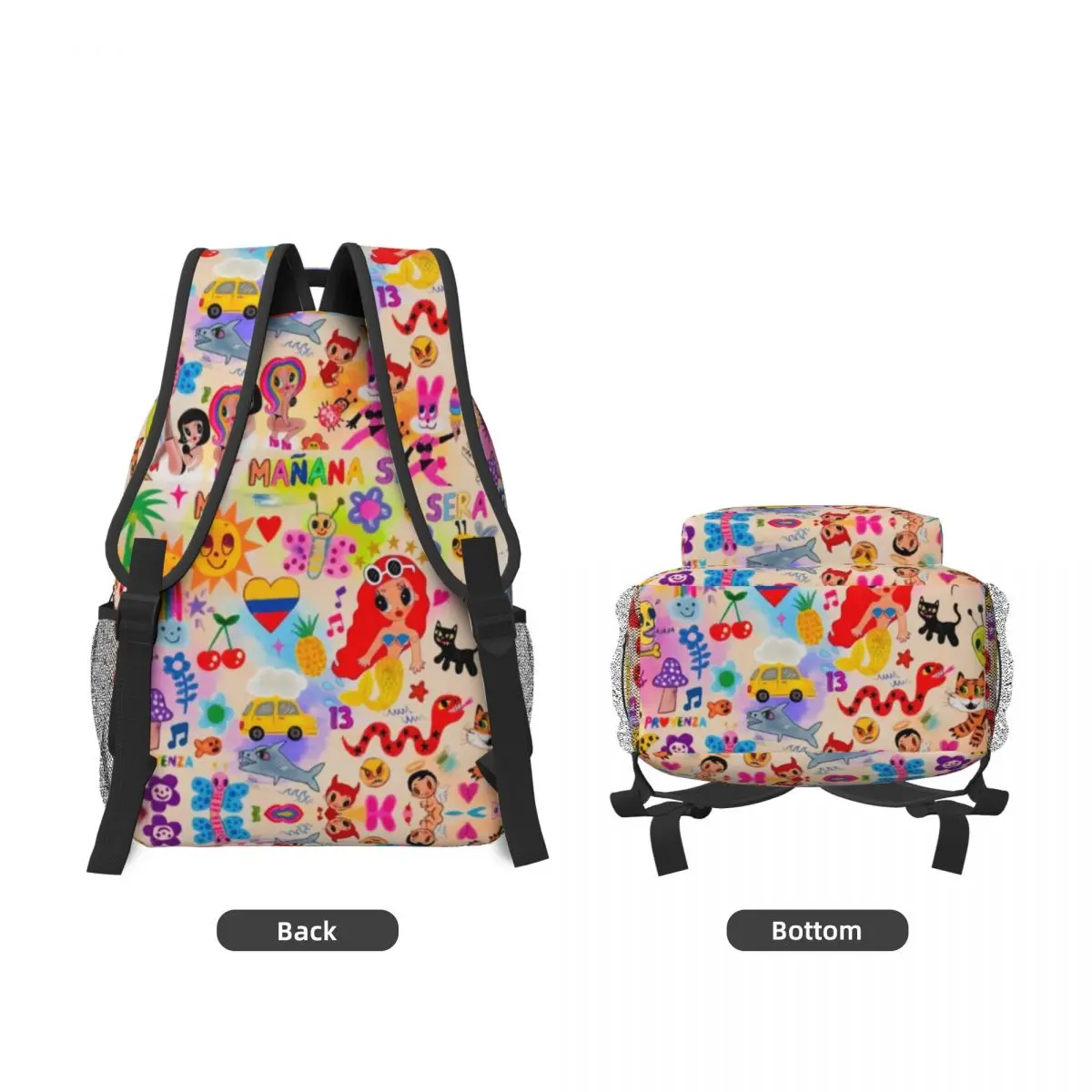 Manana Sera Bonito Karol G Mochila, Moda Padrão School Bag, Print Lightweight Bag, Novo, 17"