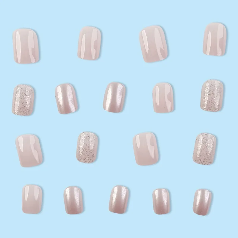 24 pçs unhas rosa imprensa ons curto doce moda dicas de unhas unhas falsas com cola auto-prego simples pronto-feito unhas artificiais 2025