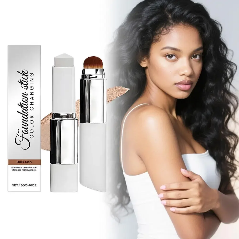 New 2-in-1 Color-Changing Foundation Stick Liquid Lightweight Moisturizing Brightening Foundation Color Changing For All Skin