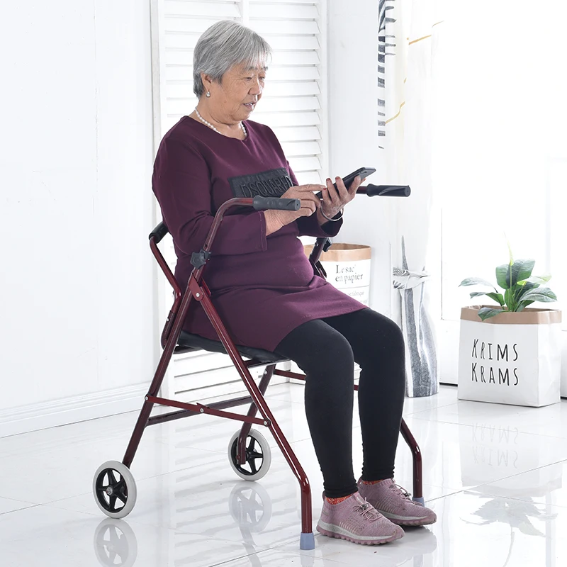 Carbon Steel Walkers for The Elderly Rehabilitation Aid Rollator Walker Armrest Mobility Support Walker Walking Stick with Seat