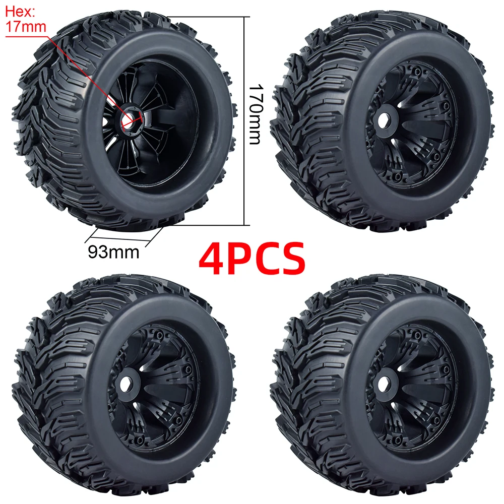 1:8 Monster Wheel&Tire Set Huge Tire 170mm*92mm With Hexagon Adapter 17mm For HPI Savage Flux&Traxxas E-maxx Off-road Racing Car
