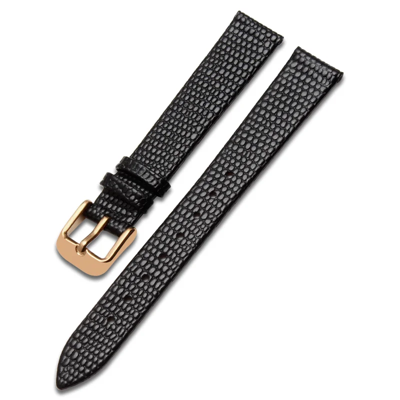 Ultra-thin 12mm 14mm 16mm 18mm 20mm New High quality Women Black brown red Lizard texture Genuine Leather Watch Band Strap