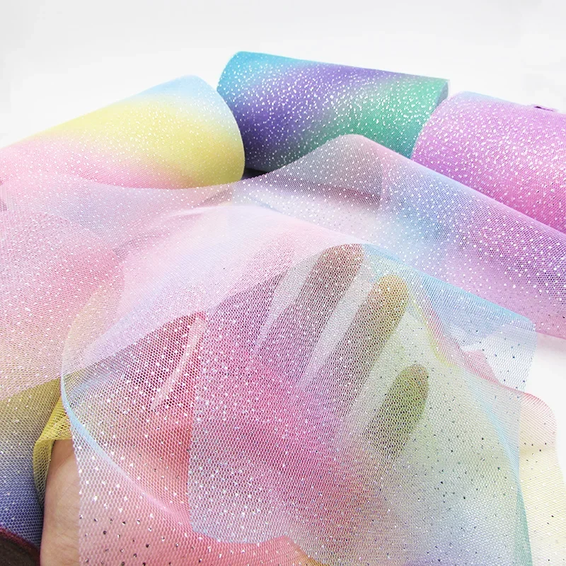 Rainbow Wide Gauze Tulle Roll Ribbon 6 cm*25 yards For Crafts Baby Girl Hair Bow Flower Accessories Gradient Color Tutu Material