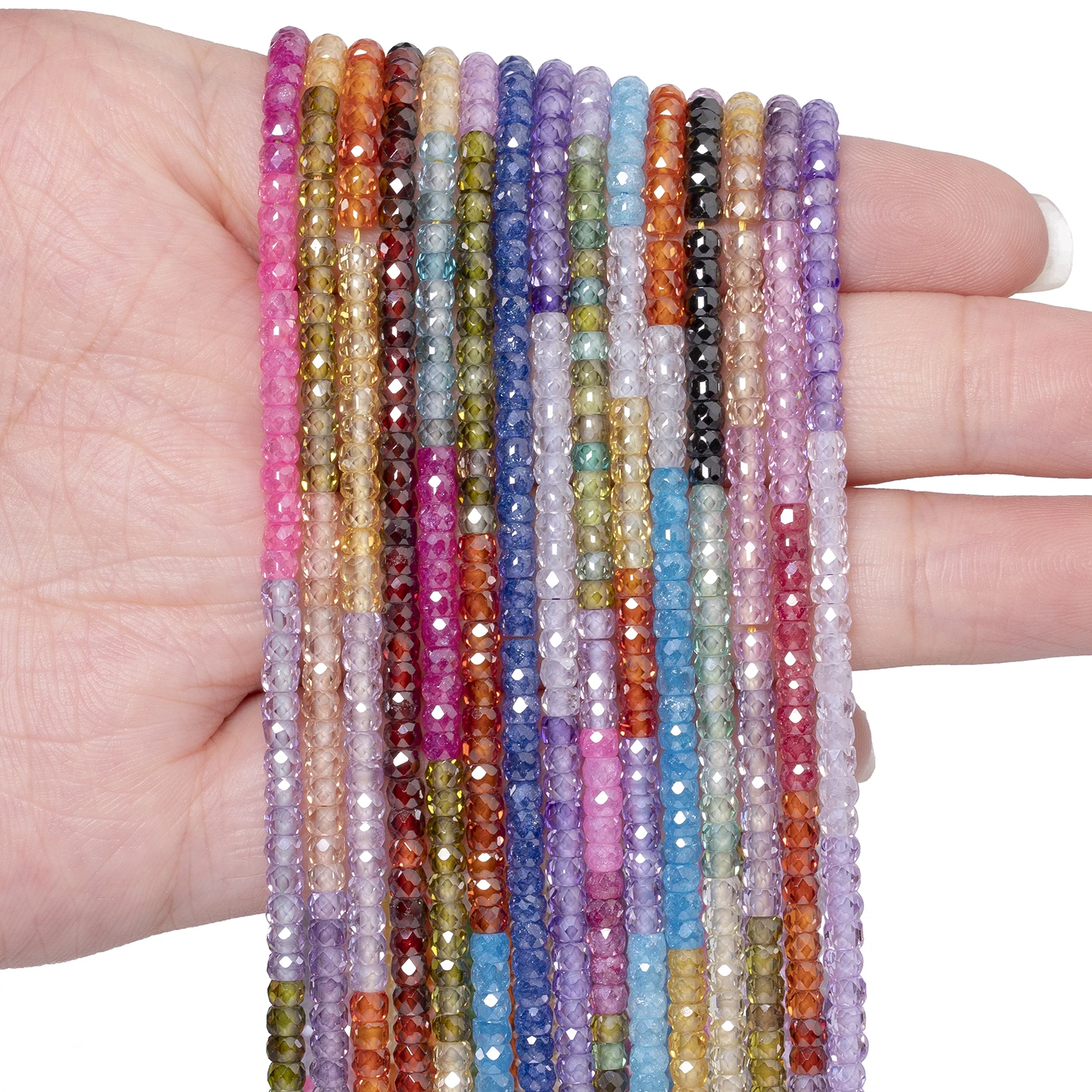 Natural Zircon Abacus Shape Stone Beads 3x2mm Faceted Randomly Mixed Multiple Colors Beads for DIY Colorful Bracelet Pendant
