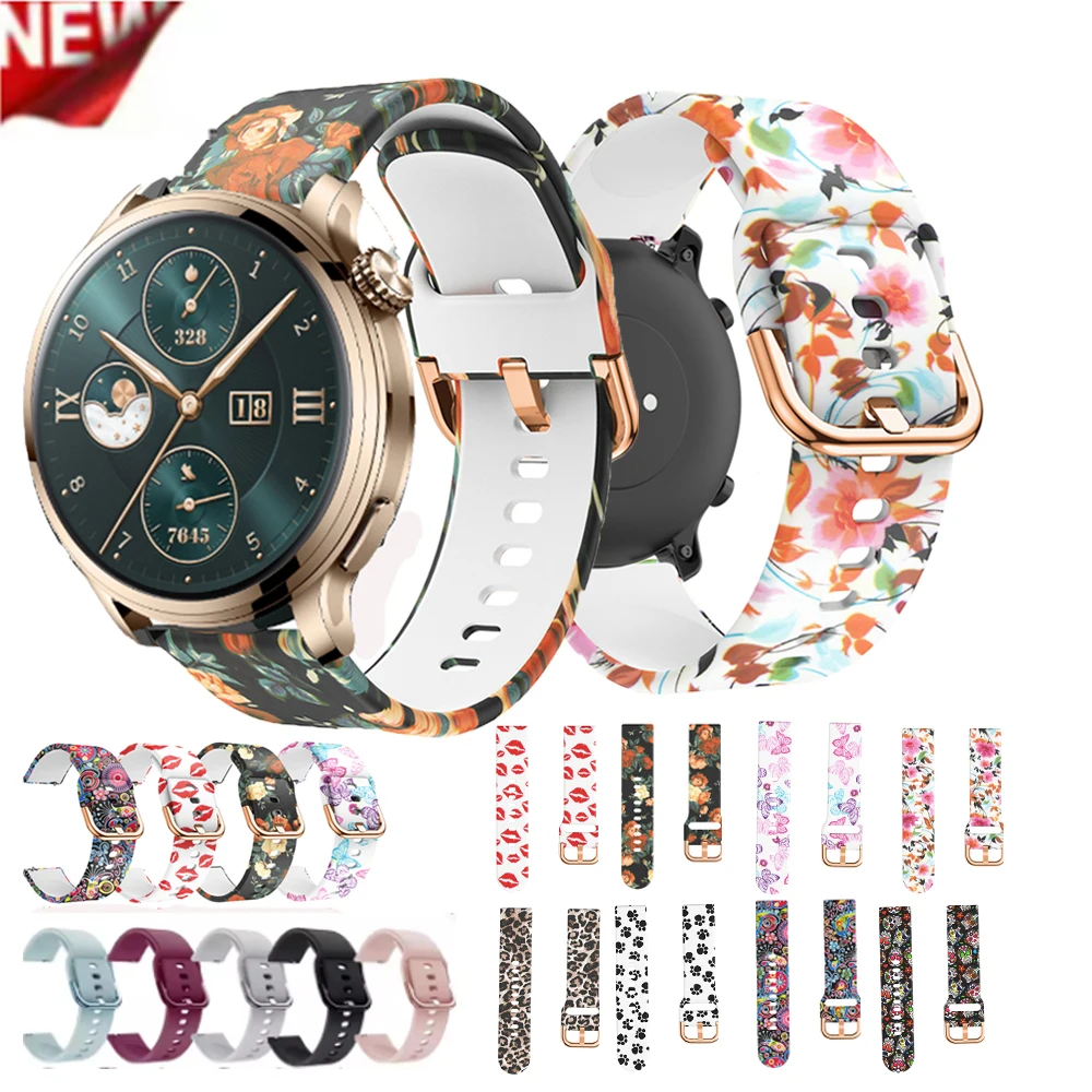 Correa de reloj de tela impresa de 22mm para HONOR Watch 4 Pro/GS 3/GS Pro, correa de cuero de repuesto, accesorios de pulsera