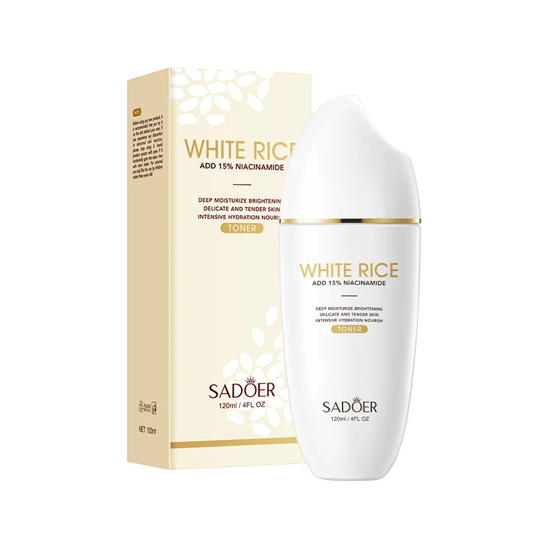 Riso bianco 120ML Siero di niacinamide Pelle del viso Schiarente Crema idratante Prodotto per la cura della pelle con acido ialuronico