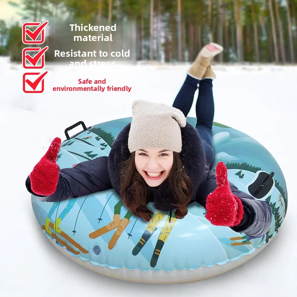 

Outdoor Winter Family Activity PVC Thickened Ski Ring with Handles Grass Ski Board Wear Resist Snow Sledding Tool For