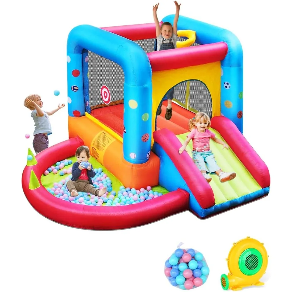 

Inflatable Bounce House, Kids Castle Slide Bouncer for Children Jumping Outdoor and Indoor Party, Baby Backyard Water J