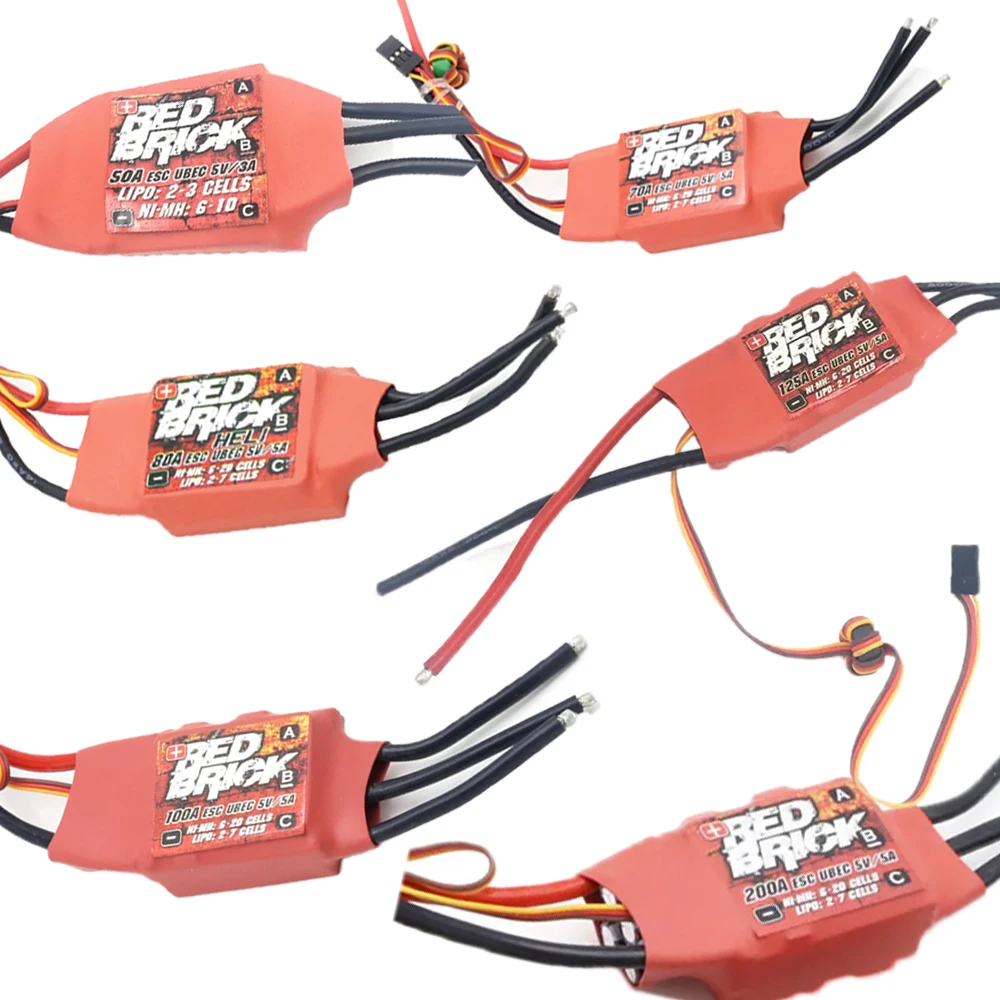 Red Brick Brushless Electronic Speed Controller 2-3S 2-7S 50A 70A 80A 100A 125A 200A ESC 5V/3A 5V/5A BEC For Ship Model Parts