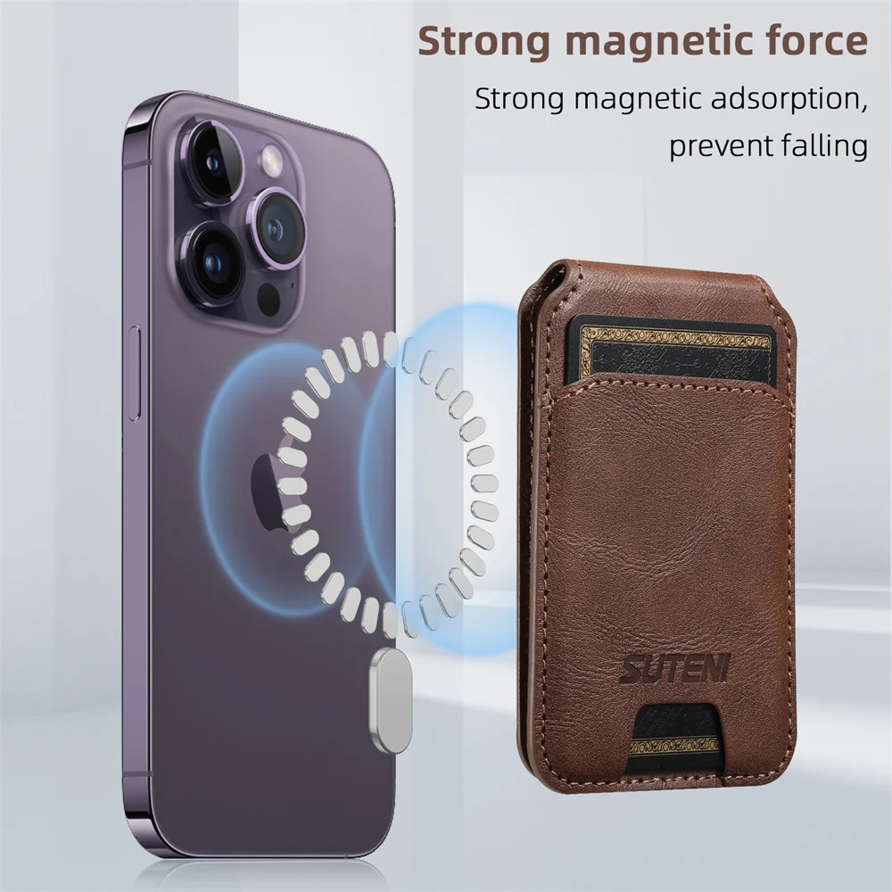Luksusowy skórzany portfel z magnetycznym uchwytem na karty do iPhone 17 16 15 14 13 12 11 lub Samsung S25 S24 S23 S22 Ultra Phone