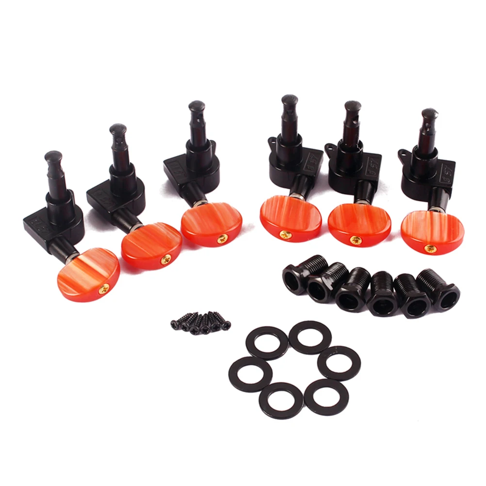 

6 Quality Machine Heads Guitar Tuning Pegs Electric Acoustic String Knobs 42x22x16mm Gold Red Universal Size Style