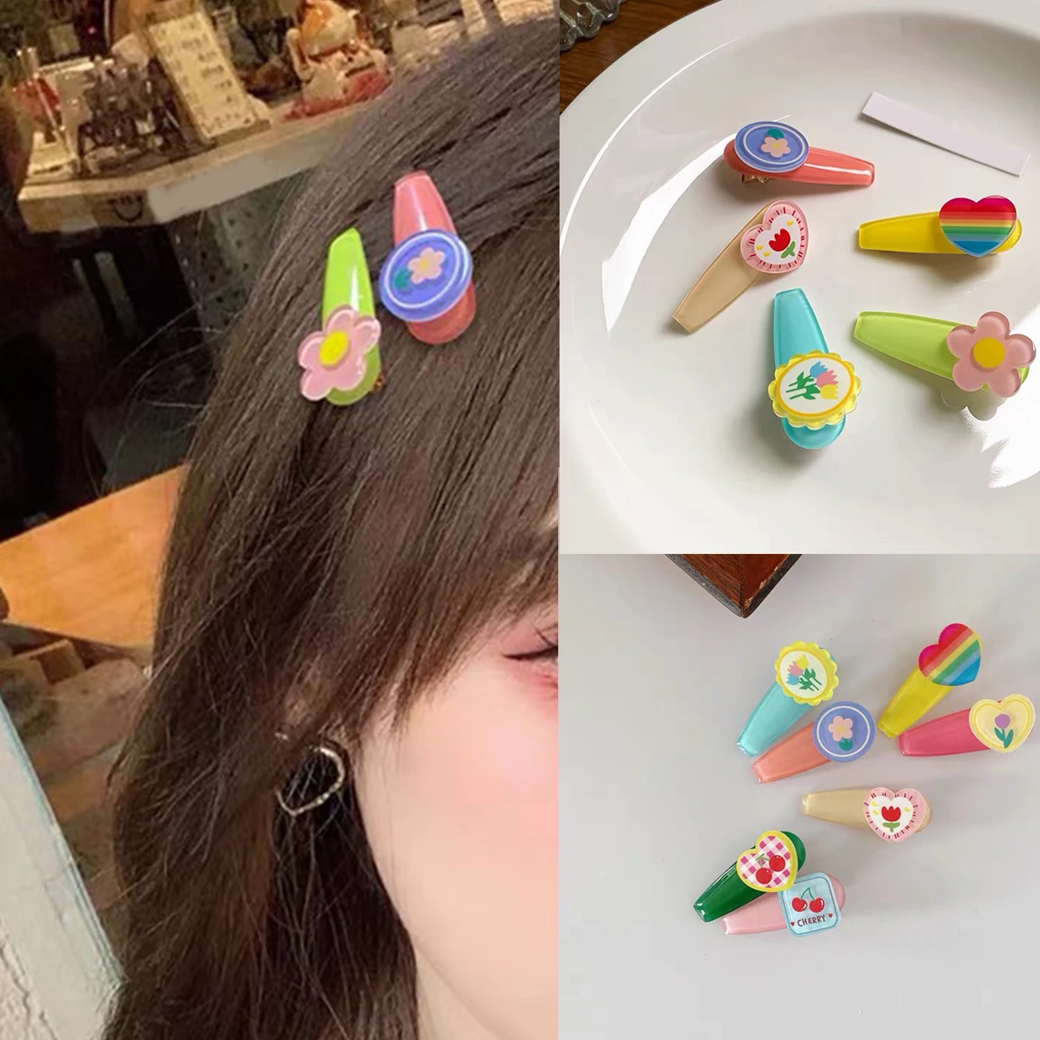 Horquillas de dibujos animados para niña, 1 piezas, horquillas de frutas y flores, pasadores de Clip para el cabello, accesorios para el cabello para niños