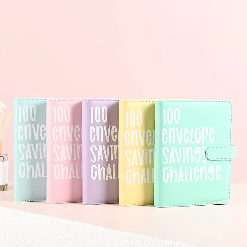 100 Envelope Savings Challenge Binder, PU Leather Money Saving Challenge Book With Cash Envelopes, Budget Planner Notebook For Household Budgeting, Money Saving Organizer For Financial Management