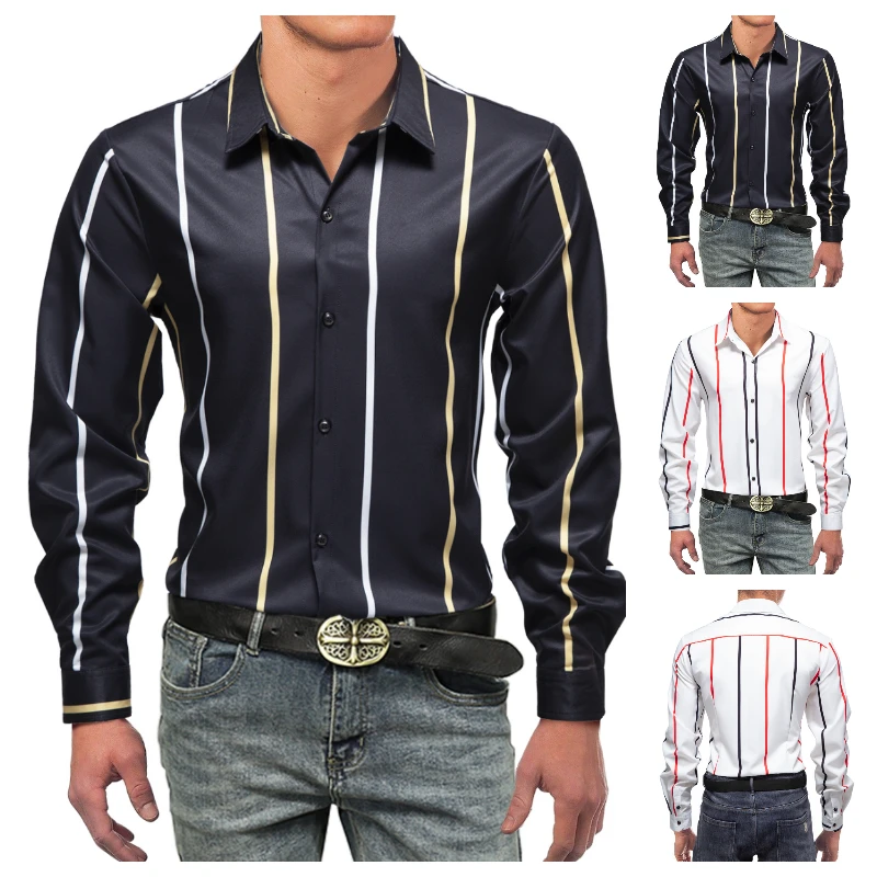 

College Style Long Sleeve Shirt Men Clothing Fashion Four Seasons Business Formal Wear Chemise Homme Slim Fit Camisa Masculina