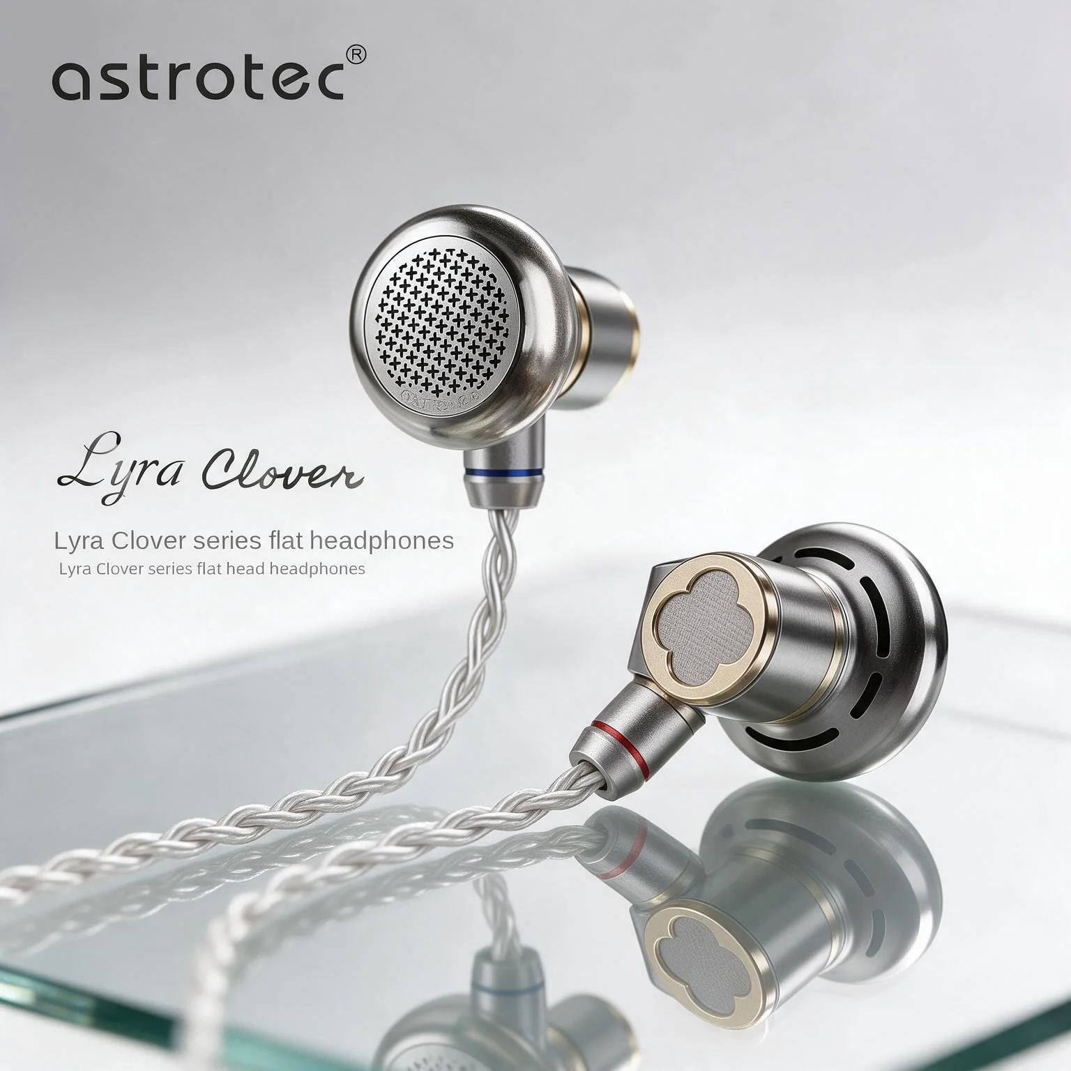Astrotec Lyra Clover/Limited Astrotec Lyra Clover HiFi Flat-Head Earbuds, 15mm Dynamic Driver Open Ear Earphones
