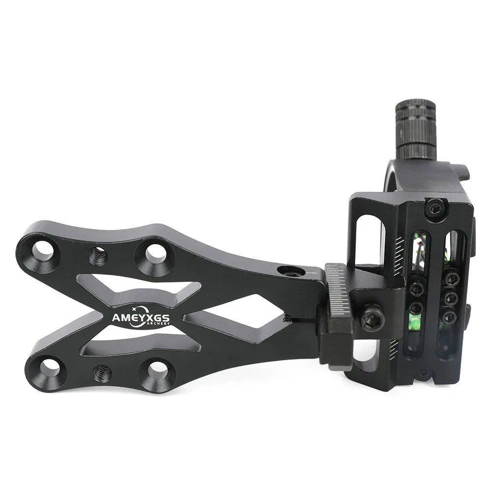 Archery Sight 5-Pin 0.019" Optical Fiber CNC Machined Alloy Sight for Adult Compound Bow Field Targeting Aiming Recreational Shooting Replacement Gear