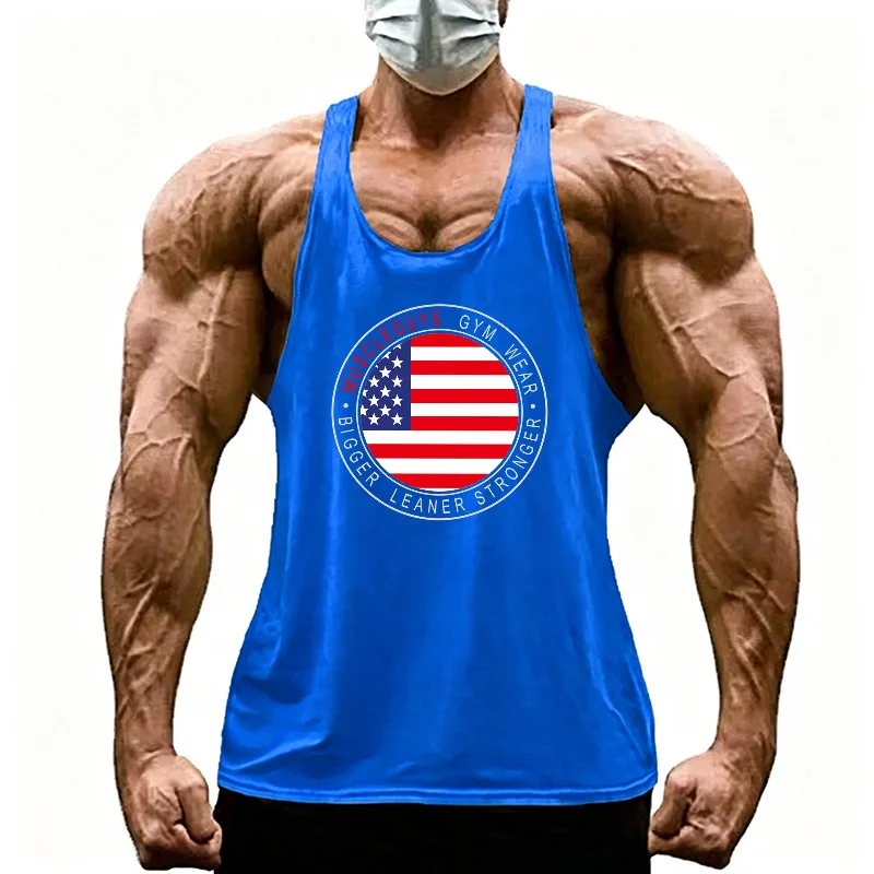 Men Quick Dry Running Vests Sleeveless Y Back Gym Tank Top Moisture Wicking Athletic Workout Shirt for Bodybuilding Training