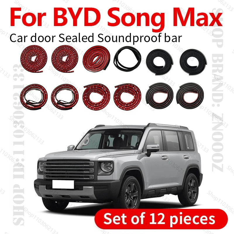 

For 2017-2025 BYD Song Max Car Door Seal Strip Rubber Double Layer Sealing Protector Soundproof Strip Dustproof Seal Strip 12PCS