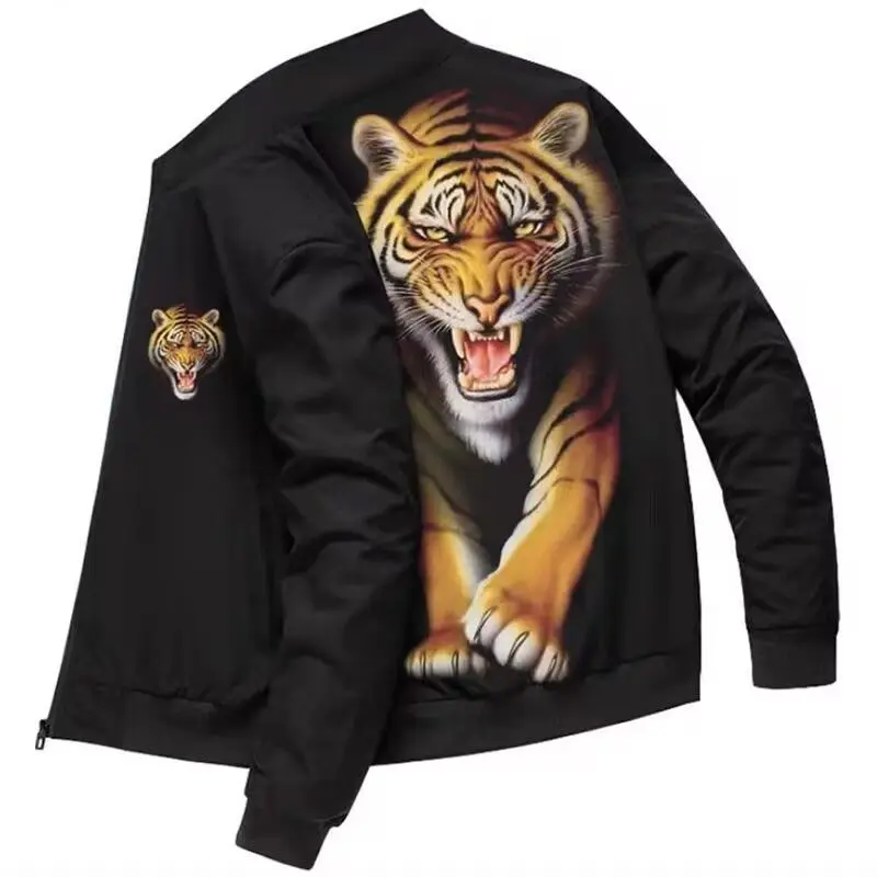 Autumn and Winter 2022 New  Fleece Coat Men's Thickened Cashmere Tiger Print  Casual Sports Men's Jacket  jackets for men