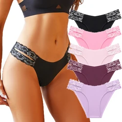 Seamless Underwear Sexy Lace Women Briefs Eco-Friendly Female Underwear Panties Floral V Waist Lingerie Panty Intimates S-XL