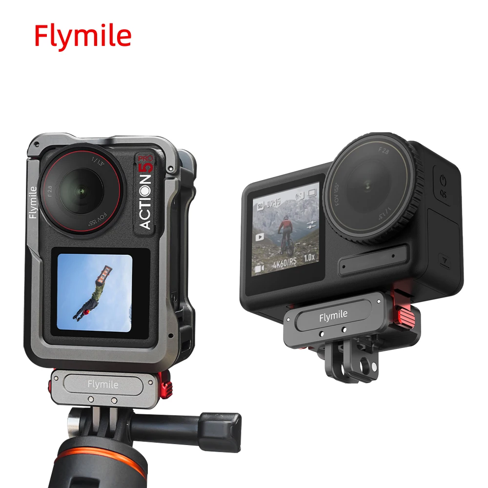 

Flymile Action 5 Pro Cage Adapter Frame Case for DJI OSMO Action 4 Accessories Metal Cage Cold Shoe Expansion Interfaces
