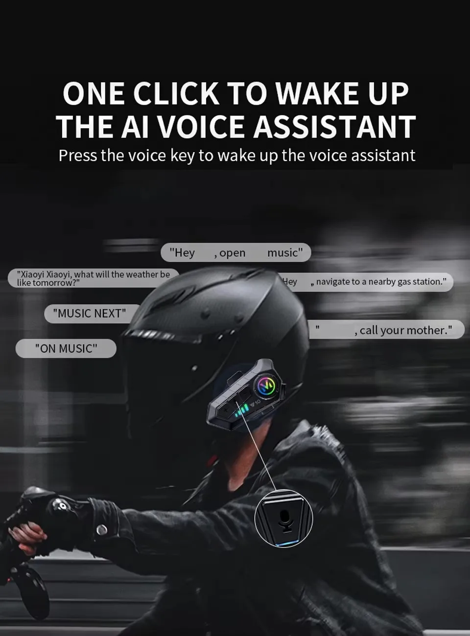 Motorradhelm-Headset, kabellose Bluetooth-Kopfhörer, Stereo mit Mikrofon, für Motorrad, Outdoor, Radfahren, Musik, Helm-Headset ohne Intercom – Detail 9