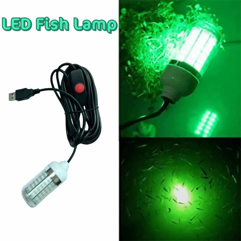 5 فولت USB تحت الماء طعم السمك مصباح 4 ألوان أضواء IP68 مقاوم للماء غاطسة الصيد مكتشف ضوء متعدد الوظائف