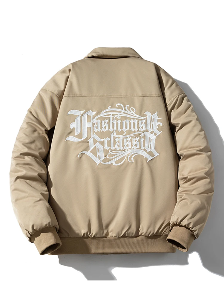 

Мужская утепленная фланелевая куртка в американском стиле с вышивкой, свободного кроя, для осени и зимы