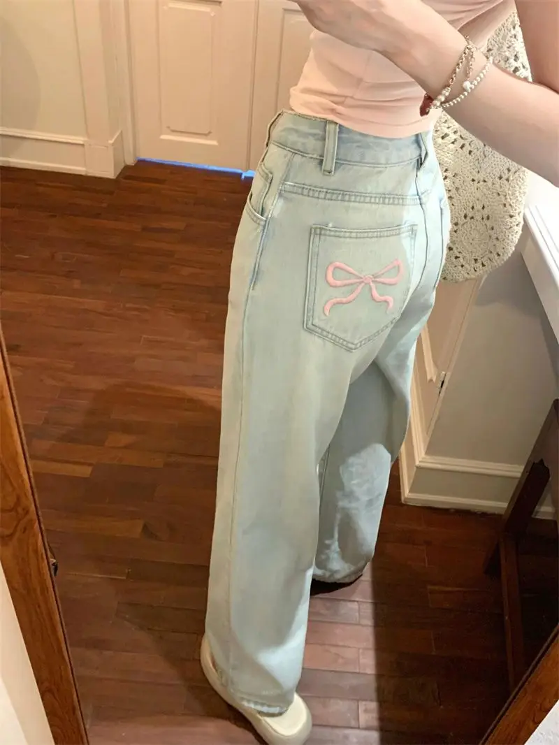 

Spring New Arrival Simple Basic Women Jeans Fashion Street Casual Loose Woman Jeans High-Waisted Slimming Straight Pants Female