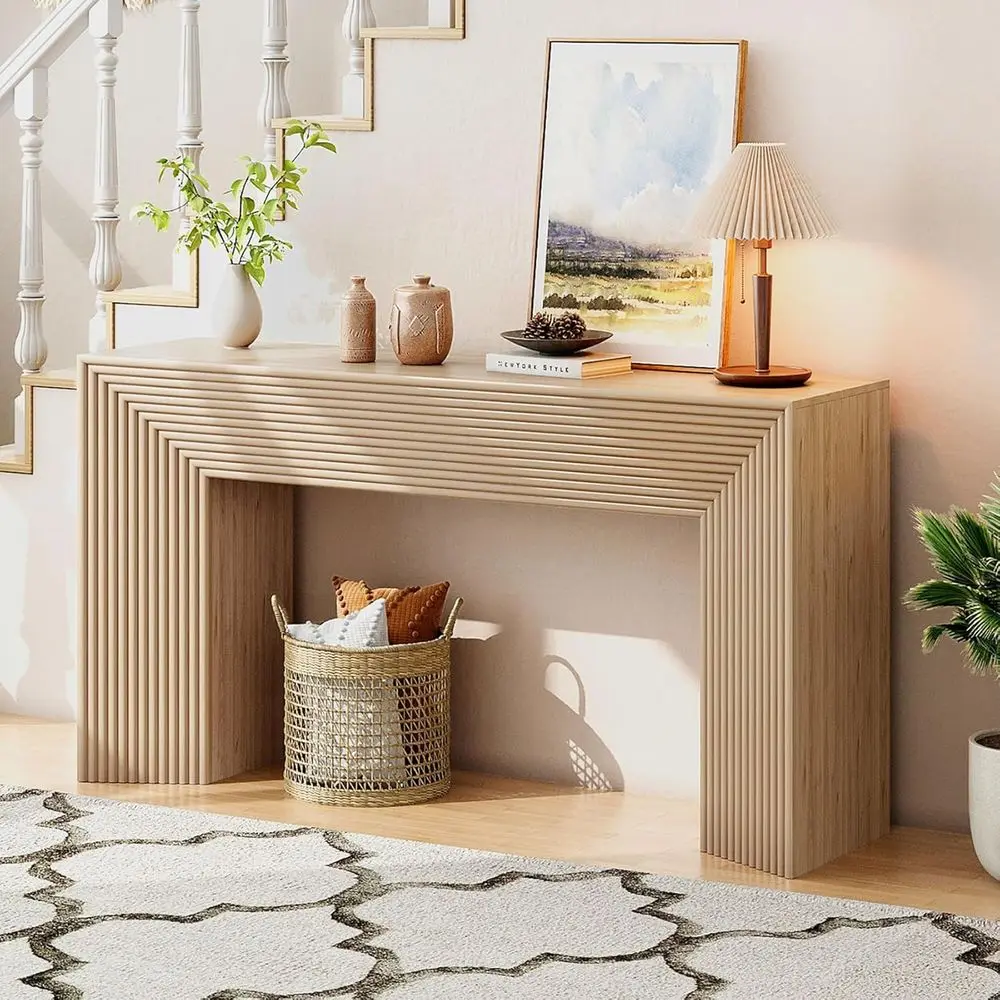 55-Inch Wood Entryway Table with Storage, Narrow Long Soa Table Behind Couch, luted ole Table or Entryway, Hallway, Living Room,