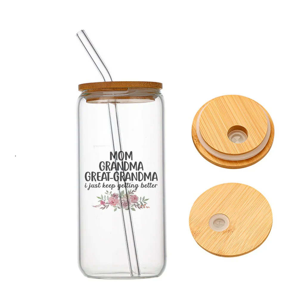

Mom Grandma Great Grandma I Just Keep Getting Better Glass For Heat Resistant High Drinking Cup With Straws Lids 16 oz