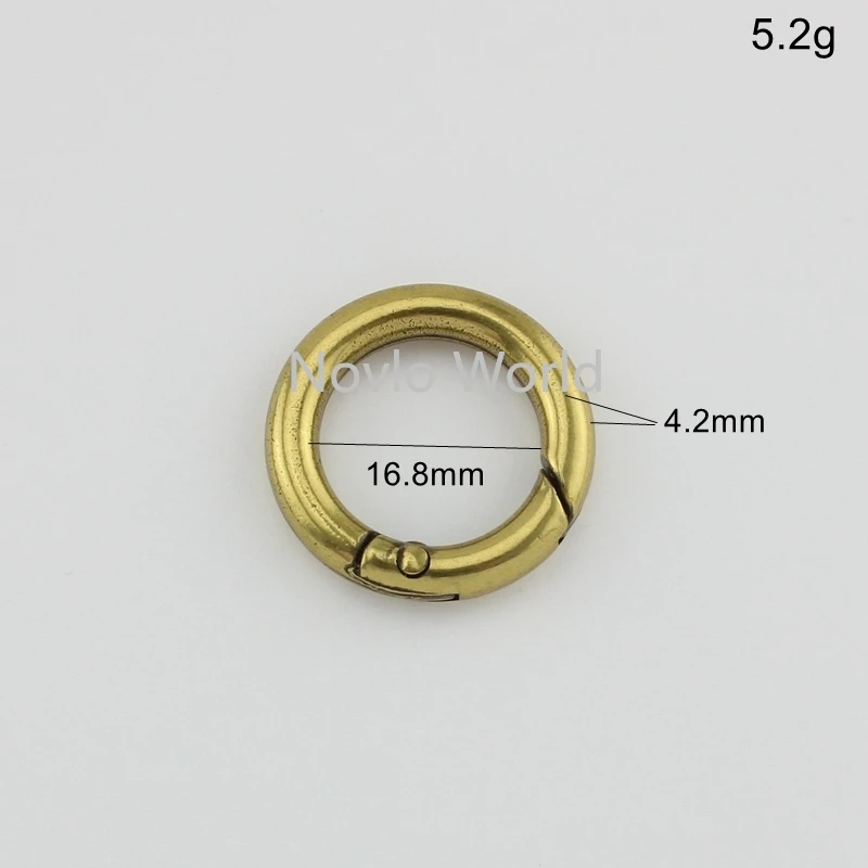 20-100pcs 4 SIZE 16-19-25-32mm Dull Gold color durable O ring for bags,5/8 inch thick spring ring for purse