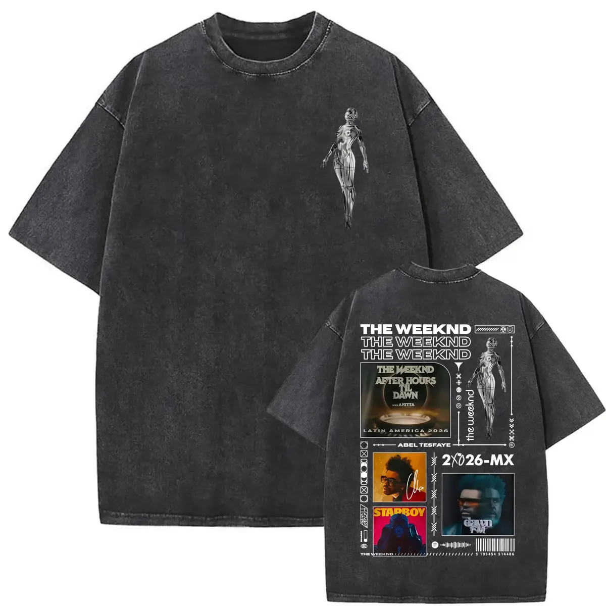 The Weeknd After Hours Til Dawn 2026 Xo Tour T Shirts Men's Fashion Hip Hop Vintage Washed T-shirt Summer Tops Oversized T Shirt